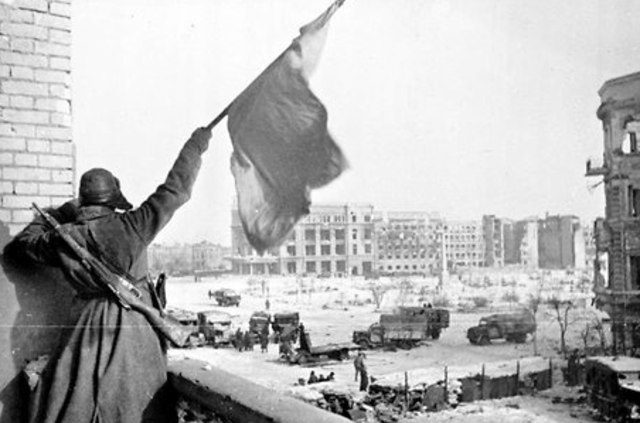 Germans surrender at Stalingrad