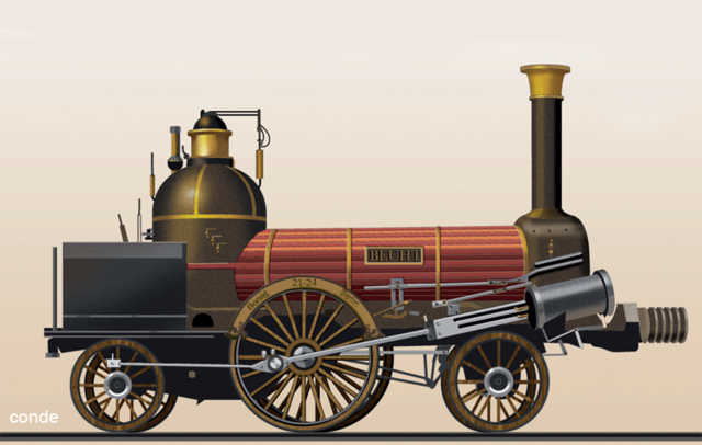 PRMERA LOCOMOTORA A VAPOR, 1803, RICHARD TREVITHICK