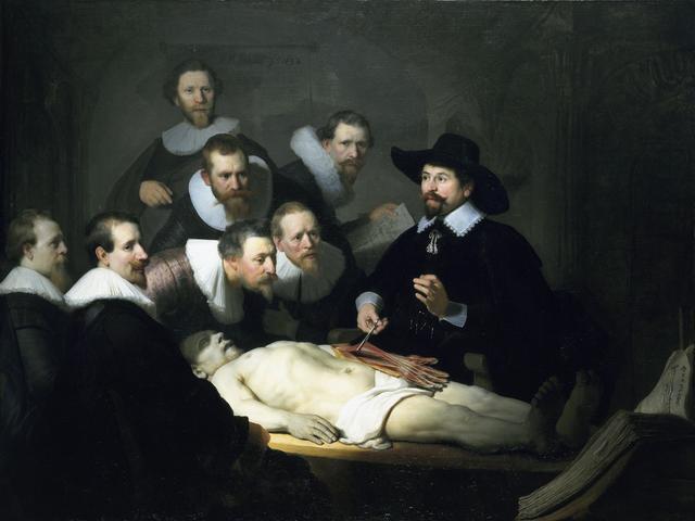Lección de anatomía del Dr. Nicolaes Tulp (1632), de Rembrandt, Mauritshuis, La Haya.