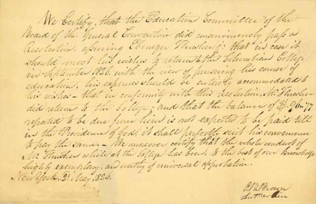 letter for Ebenezer Baptist