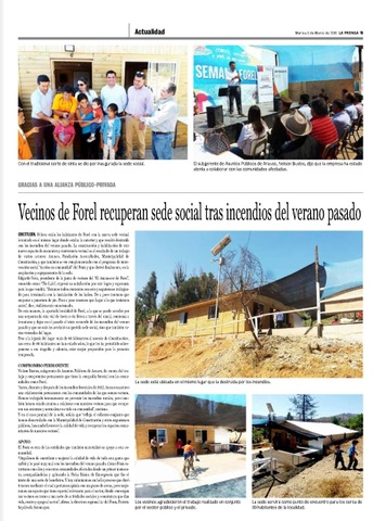 Vecinos de Forel recuperan sede social tras incendios del verano pasado