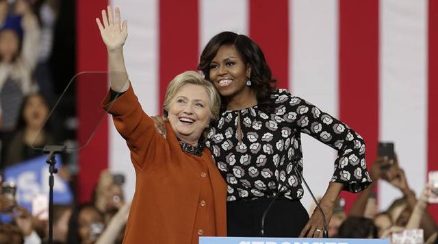 Michelle publicly shows support for female candidate, Hillary Clinton