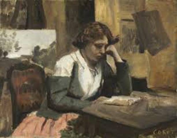 Young Girl Reading - Jean-Baptiste-Camille Corot (1868)