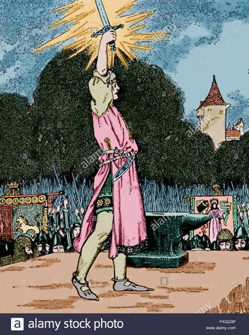 Arthur pulls the sword from the stone