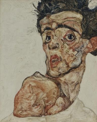 Self Portrait with Raised Bare Shoulder