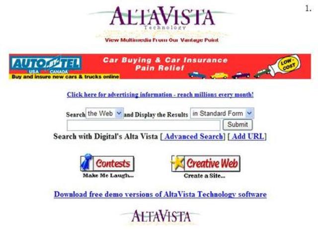 Yahoo! y Altavista lanzan sus motores de búsqueda.
