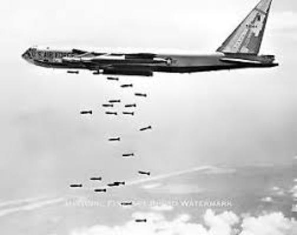 U.S. airstrikes hammered north Vietnam and Vietcong strong points in south Vietnam