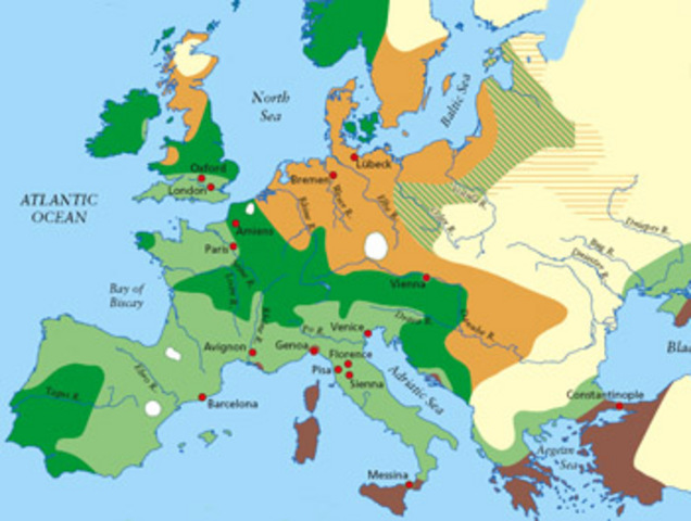 The Black Death enters England.