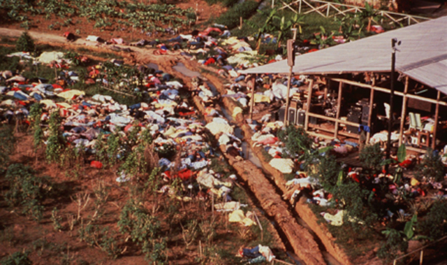 Cult leader Jim Jones' followers commit mass suicide in Jonestown, Guyana.