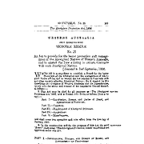 Aborigines Protection Act of 1886