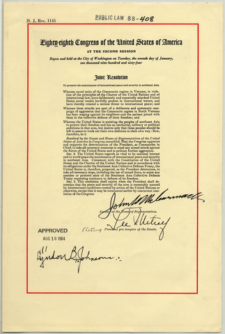 Gulf of Tonkin Resolution - 1964 - Lyndon Johnson