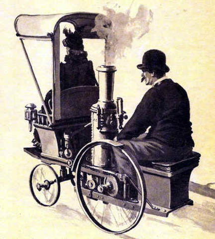 Coche de pasajeros de propulsión por vapor.