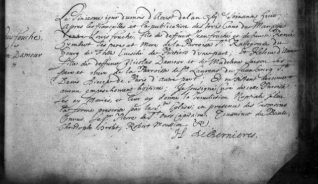 Mariage avec Louis Foucher dit Laforest