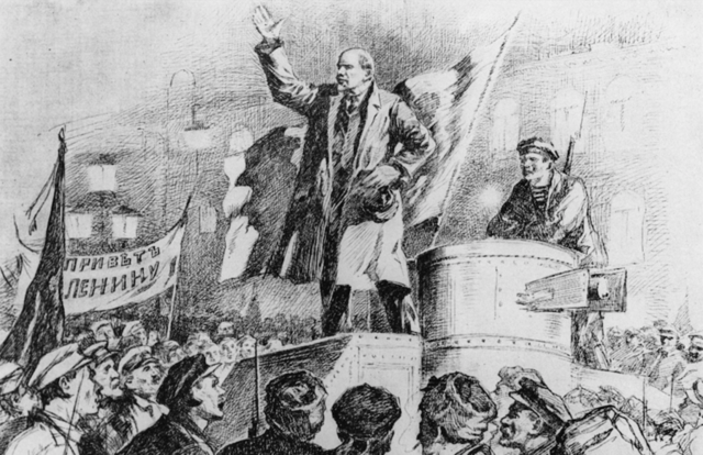 Vladimir Lenin arrives to Petrograd