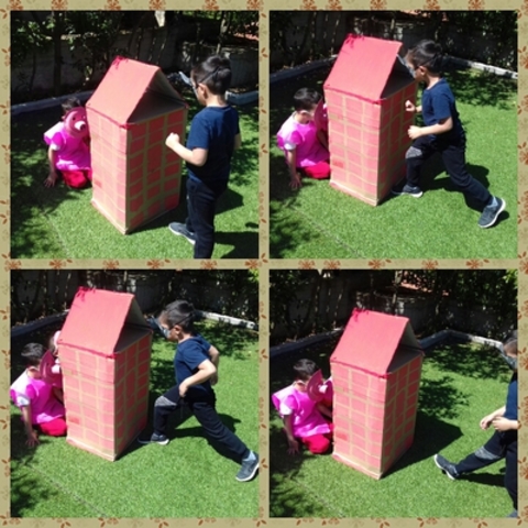 Then he went to the brick's house!