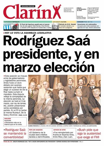 Buenos Aires - asume Adolfo Rodríguez Saá como presidente provisional.