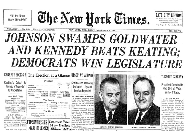 LBJ wins over Goldwater