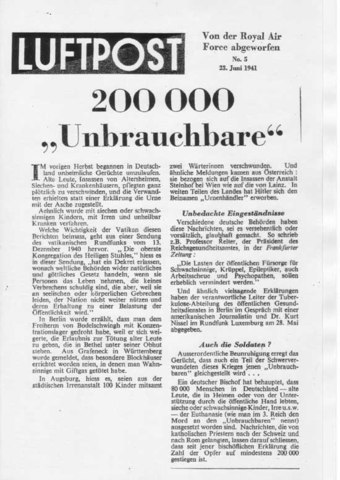 Nazis begin euthanasia on the sick and disabled.