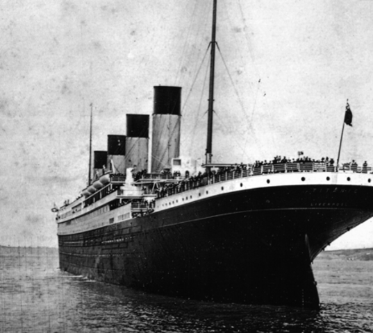 The iceberg warnings are delivered (On the Atlantic).