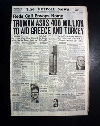 Truman Doctrine announced to Congress