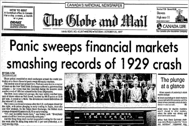 US stock market crashes