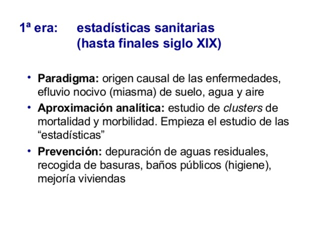 Era Sanitaria – Estadística - Primera mitad del siglo XIX.