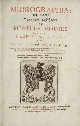 Año de publicación de Micrographia por Robert Hooke