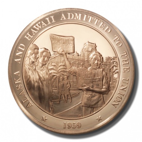 Alaska and Hawaii admitted to the Union and the 49th and 50th states