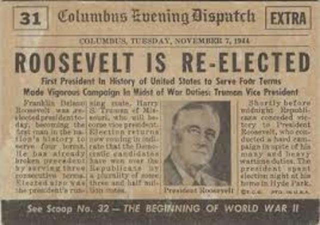 ROOSEVELT REELECTED PRESIDENT FOR A FOURTH TERM