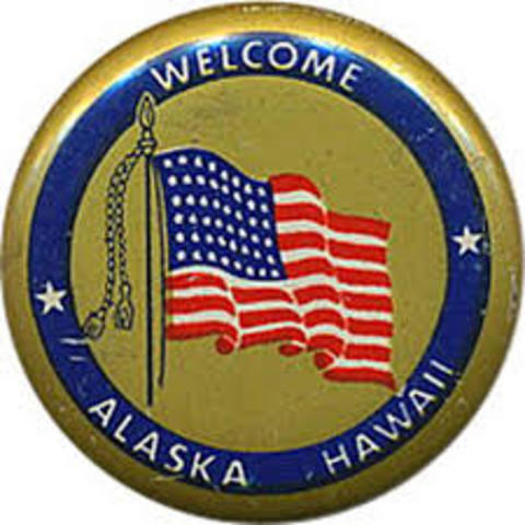 ALASKA AND HAWAII ADMITTED TO UNION TO BECOME THE 49TH AND 50TH STATE OF THE US
