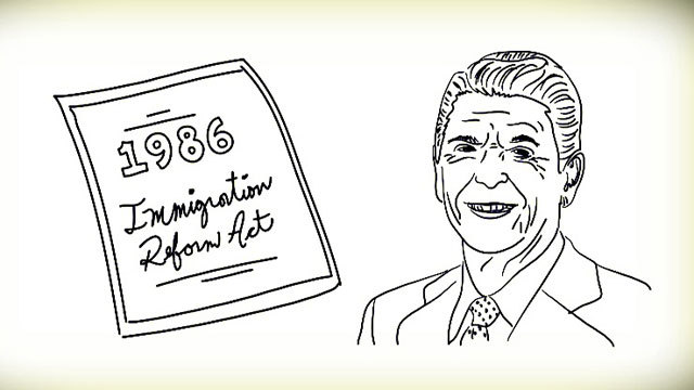 Reagan passes the Immigration Reform and Control Act granting amnesty to illegal immigrants