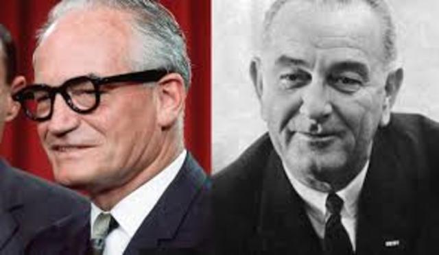 Lyndon b Johnson defeats Barry Goldwater