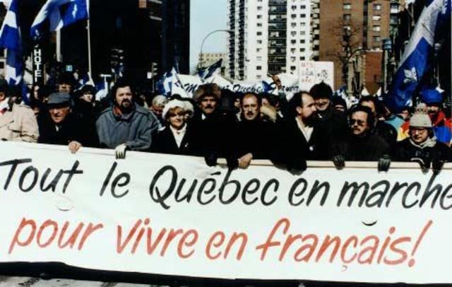 Bill 101 introduced by Parti Quebecois, Rene Levesque