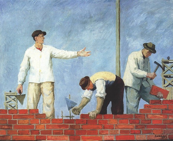 Socrealizm Podaj cegłę Aleksander Kobzdej