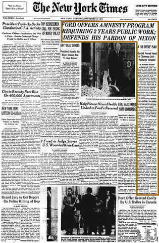 Ford Offers Clemency To Draft Evaders