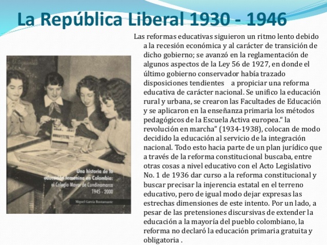 La educación colombiana 1930-1950