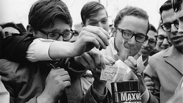 The first public burning of a draft card