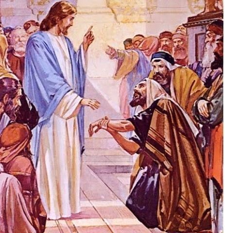 Curación de hombre con mano seca