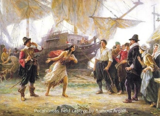 Pocahontas welcomes the colonists