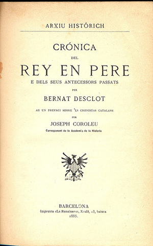Inici de la Crònica de Bernat Desclot o Llibre del rei En Pere