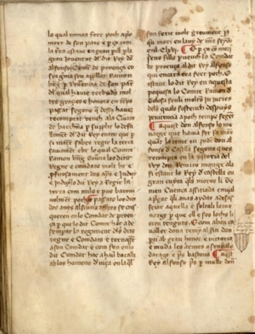 Inici de la crònica de Pere III el Cerimoniós