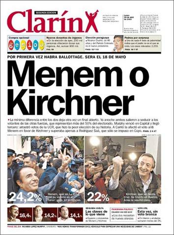 Menem no se presenta al balotaje