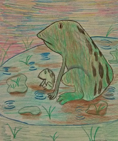 Koloretako arkatzez egindako marrazkia