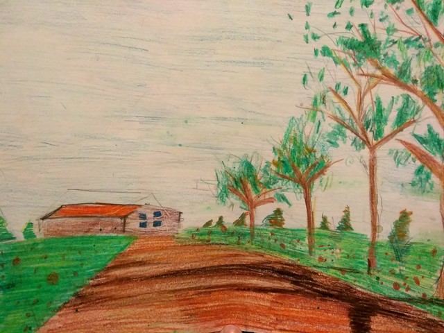 Koloretako arkatzez egindako marrazkia