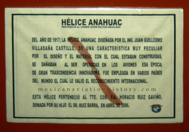 El ingeniero y aviador Juan Guillermo Villasana Castillo diseñó la Hélice Anáhuac