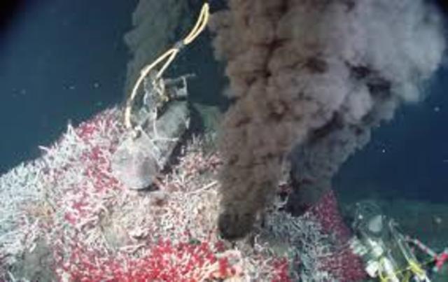 Deep sea hydrothermal vents and associated life around them are discovered