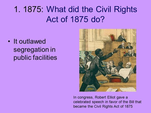 Civil Rights Act of 1875; African Americans equal rights in public places