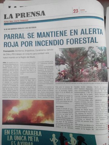 Parral se mantiene en alerta roja por incendios forestales