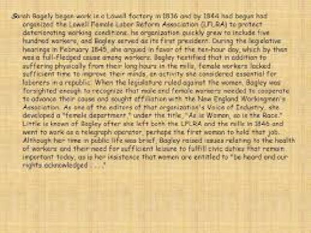 Lowell Female Labor Reform Association begins public petitioning for 10-hour day