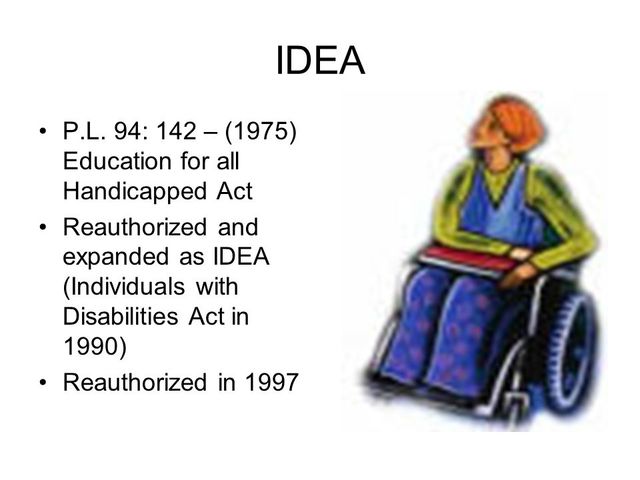 The 1997 Amendment to “Individuals with Disabilities Education Act” (IDEA) added ten changes to the previous law https://s3.amazonaws.com/s3.timetoast.com/public/uploads/photos/12009518/IDEA_P.L._94__142_%E2%80%93_%281975%29_Education_for_all_Handica